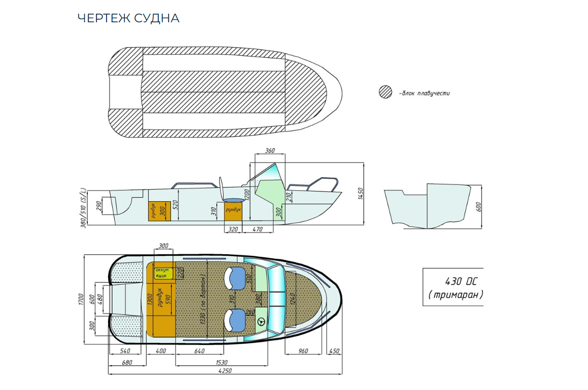Стеклопластиковый катер Wyatboat-430 DC (тримаран) в Красногорске