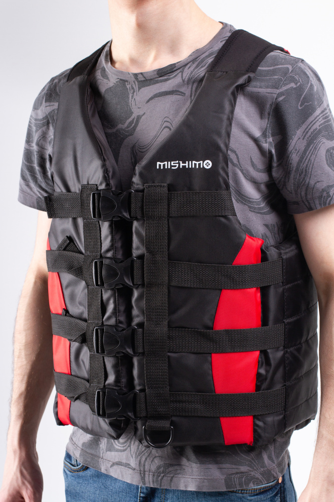 Жилет спасательный MISHIMO PRO Премиум качества Черно-красный в Красногорске