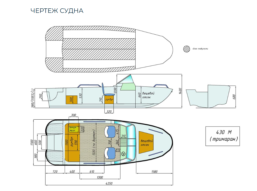 Стеклопластиковый катер Wyatboat-430 M (тримаран) в Красногорске