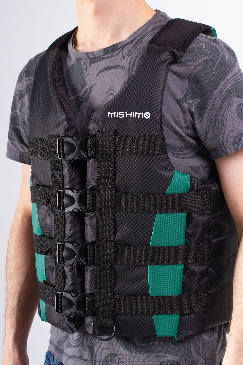 Жилет спасательный MISHIMO PRO Премиум качества Черно-зеленый в Красногорске