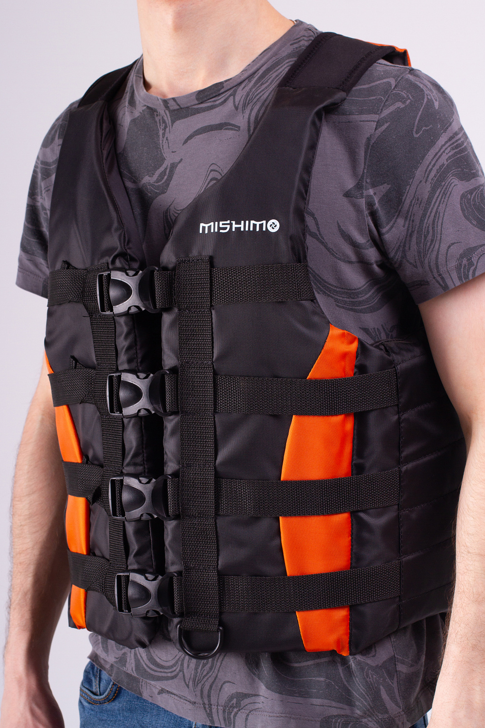 Жилет спасательный MISHIMO PRO Премиум качества Черно-оранжевый в Красногорске